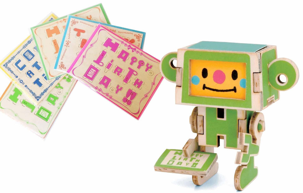 PLAY-DECO Wooden Robot Greeting Cards