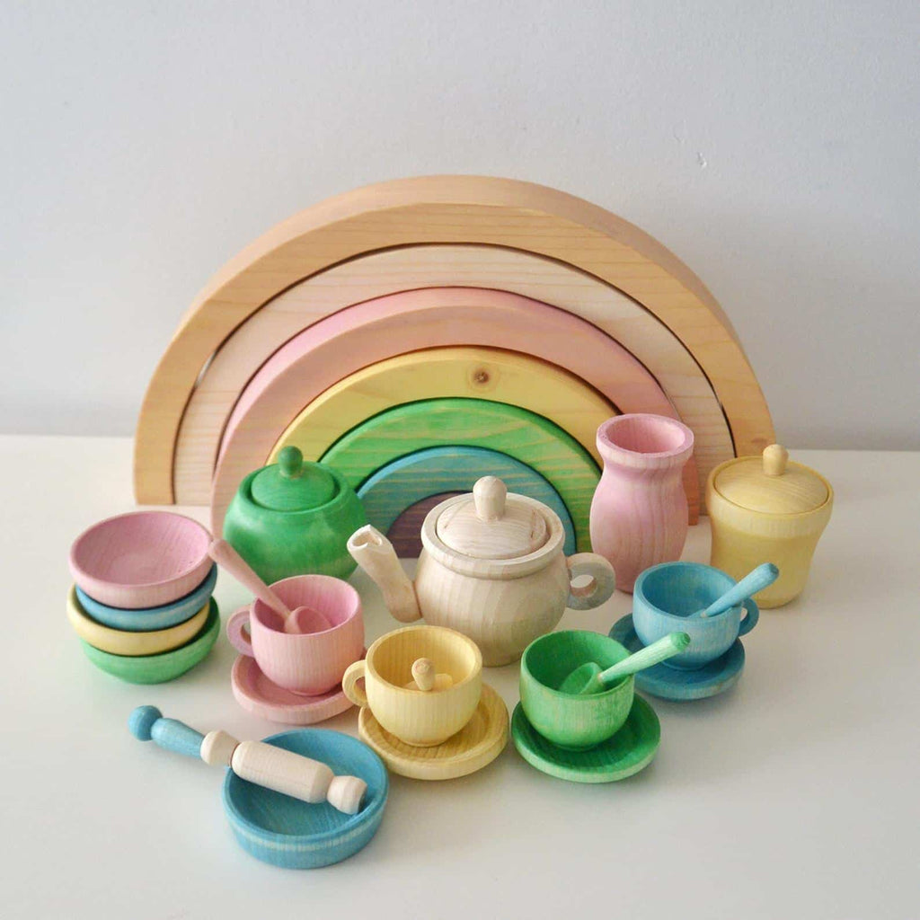 RAINBOW WOODEN TEA SET