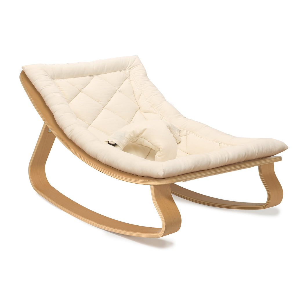 Charlie Crane Levo Baby Rocker - Beech with Organic White Seat