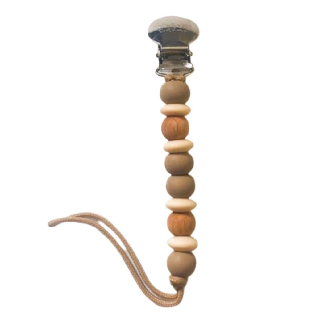 Taupe Finn Petite Pacifier Clip