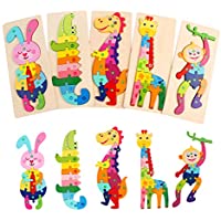 5-Pack YKB Wooden Pegged Stem Animal Jigsaw Puzzles for Toddlers only $14.49