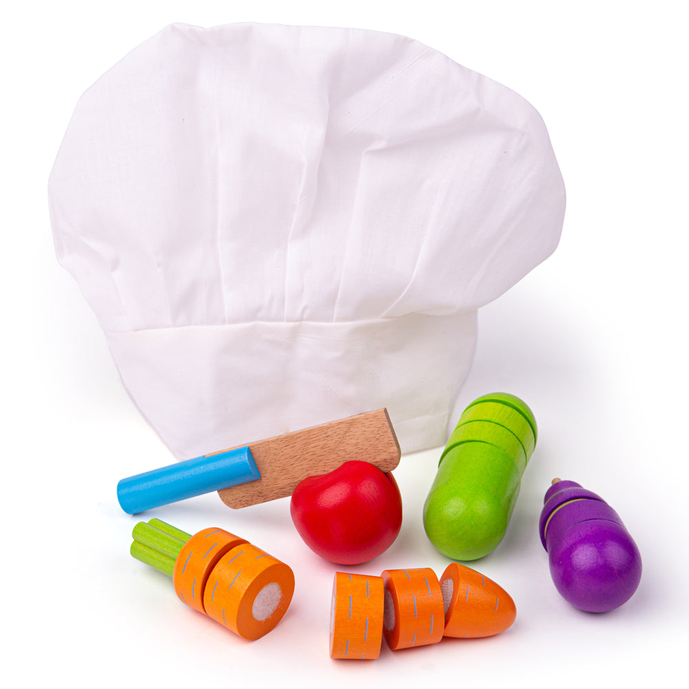 Bigjigs Wooden Cutting Vegetables Chef Set