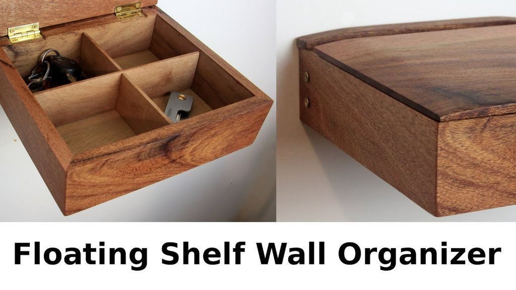 Learn how I built this useful floating shelf organizing box out of African Mahogany