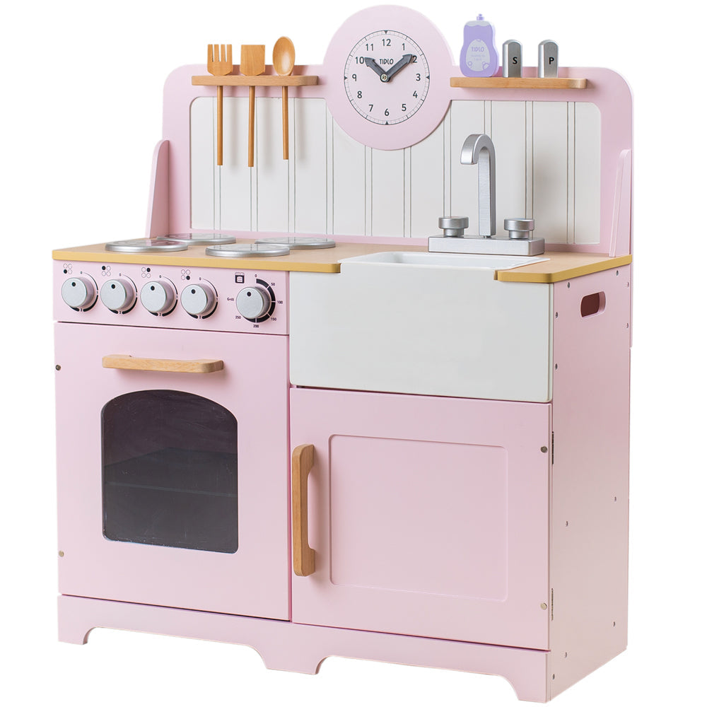 Tidlo Wooden Country Play Kitchen - Pink