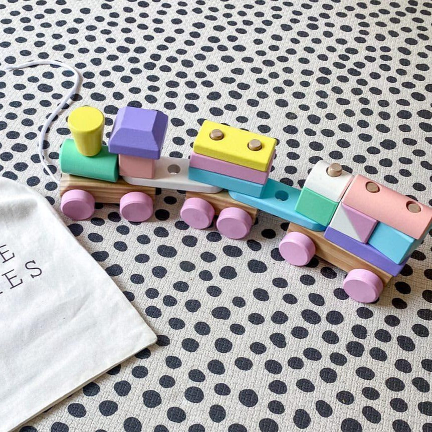 Little Stories Wooden Stacking Train Set - Perfect Pastels