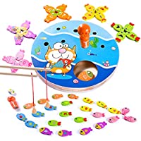 30-Pieces Joyjoz Wooden Magnetic Fishing Game only $13.22