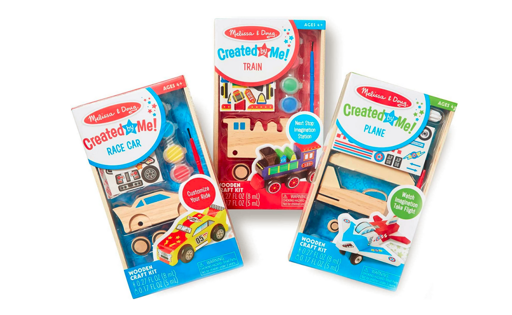 50% off + Coupon! Melissa & Doug Decorate-Your-Own Wooden Craft Kits Set of 3 – Plane, Train, and Race Car {Amazon}
