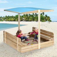 KingSo Kids Sandbox with Wooden Cover & Canopy & 2 Bench Seats only $132.99