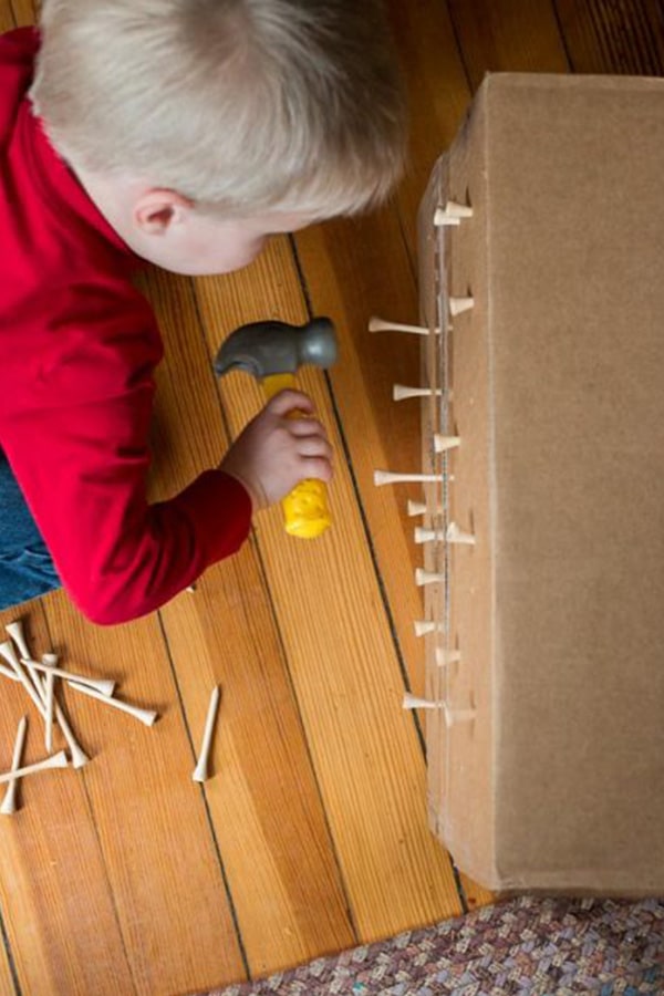 Toddlers Love Hammering Tees into a Box!