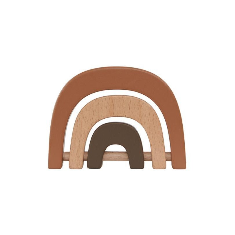 OYOY Rainbow Wooden Rattle - Nature