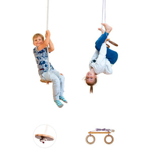 Goodevas 2-in-1 Swing Set: Disc Rope Swing & Trapeze Bar with Rings