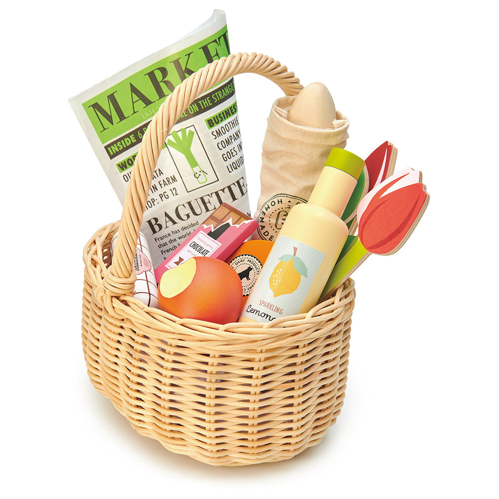 Tender Leaf Toys Wicker Shopping Basket Set