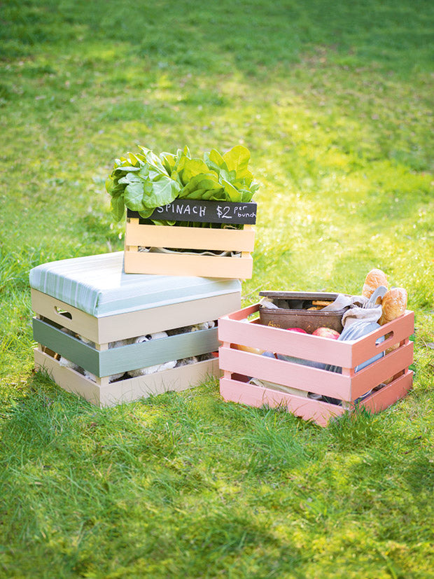 3 ways with crates: Turn a wooden crate into a market crate, picnic carrier and seated toy box