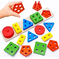 Ecoffer Wooden Sorting & Stacking Toddlers Toys only $6.99