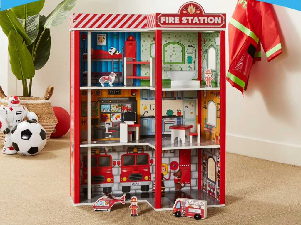 Wooden 3-Story Fire Station Play Set w/ 12 Accessories Just $48.99 Shipped (Regularly $100)