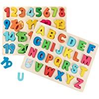Joqutoys Wooden Chunky ABC and Number Learning Puzzles Board only $2.99