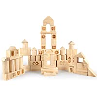 Vatos 75-Pieces Solid Pine Wooden Building Block Set for Kids only $25.49