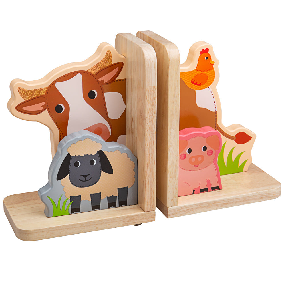 Tidlo Wooden Farm Animal Bookends