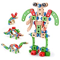 Vatos 96-Pieces 4 in 1 Educational Wooden Building Toys only $8.49