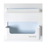7U Bedside Shelf Organizer, Small White Plastic Wall Mounted Adhesive Storage Floating Shelf Caddy Box Holder for Phone, Remote, Earphone, Glasses, Pe