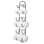 mDesign Wall Mounted Metal Wire Towels Storage Shelf Organizer Rack Holder with Six Compartments Shelves for Bathroom - Bronze
