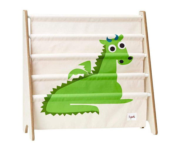 3 Sprouts Book Rack – Kids Storage Shelf Organizer Baby Room Bookcase Furniture, Dragon/Green