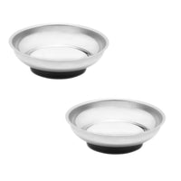 totalElement 4 1/4 Inch Round Magnetic Parts Tray, Heavy-Gauge Polished Stainless Steel with Non-Toxic Lead-Free Rubber Base (2 Pack)