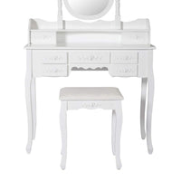 Featured kinsuite makeup vanity table set white dressing table stool seat with oval mirror and 7 drawers storage bedroom dresser desk furniture gift for women girl