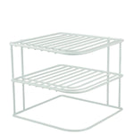 DecorRack Set of 2 Countertop Corner Shelf Organizer, 3-Tier Heavy Duty Corner Rack, Counter and Cabinet Corner Helper Shelf, Free Standing Rack for Kitchen Counter Pantry and Cupboards, White