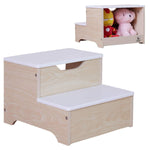 On amazon toffy friends kids natural wooden step stool with storage childrens furniture two step stool environmentally friendly uv paint non toxic lead free 1 piece