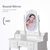 Home kinsuite makeup vanity table set white dressing table stool seat with oval mirror and 7 drawers storage bedroom dresser desk furniture gift for women girl