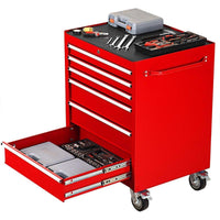 Buy now goplus 30 x 24 5 tool box cart portable 6 drawer rolling storage cabinet multi purpose tool chest steel garage toolbox organizer with wheels and keyed locking system classic red