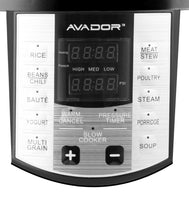 Avador AV-13CS603W 10 Preset Menu Pressure Cooker 6Qt/1000W, Stainless Steel Cooking Pot and Exterior