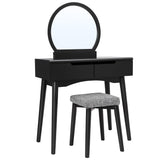 The best vasagle vanity table set with round mirror 2 large drawers with sliding rails makeup dressing table with cushioned stool black urdt11bk