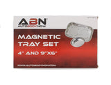 ABN Magnetic Tool Trays, Large 9.5" x 5.5" Inch Tray with BONUS 4" Inch Mini Tray – Stainless Steel