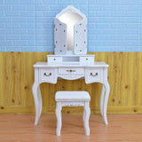 Buy azadx makeup table set tri folding mirror vanity table set dressing table organizers with cushioned stool bedroom white 5 drawer