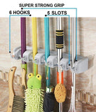Explore free walker magic wall mount mop holder with 5 positons and 6 hooks broom holder hanger brush cleaning tools for home kitchen prefect for storage and organization 5 postions