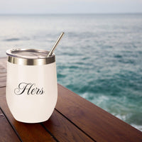 Engagement gifts for couples, Bridal Shower gifts, Weddings and Anniversary gifts. Stainless Steel Wine Tumbler Double wall vacuum with Lid, Stainless Steel Straws and corkscrew.