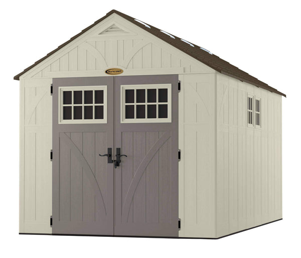 Online shopping suncast 13 x 8 tremont storage shed with windows outdoor storage for backyard tools and accessories all weather resin material transom windows and shingle style roof