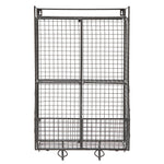 Wall Mounted/Collapsible Black Metal Wire Mesh Storage Basket Shelf Organizer Rack w/ 2 Hanging Hooks