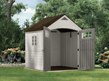 Try suncast 7 x 7 cascade storage shed outdoor storage for backyard tools and accessories all weather resin material transom windows and shingle style roof
