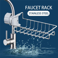 Stainless Steel Sink Hanging Storage Rack Holder Faucet Clip Bathroom Kitchen Dishcloth Clip Shelf Drain Dry Towel Bathroom Storage Shelf Organizer