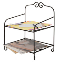 TABLE TOP ORGANIZER - Wrought Iron Desk Counter 2 Shelf Rack