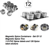 Stainless Steel Magnetic Spice Rack With Wall Mounted Spice Rack Organizer Perfect Chef Gifts For Women By LUD | Hanging Spice Rack Organizer Chef Tool Set - Pack Of 12