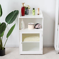 Bathroom Floor Cabinet End Table Storage Adjustable Shelf Organizer W/Door White Hw59316