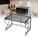 Black Iron Fashionable Folding Microwave Oven Rack Stand Kitchen Storage Shelf Organizer