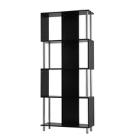 4-Tier Bookcase Modern Display Shelf Organizer Snaking Storage Rack-Black